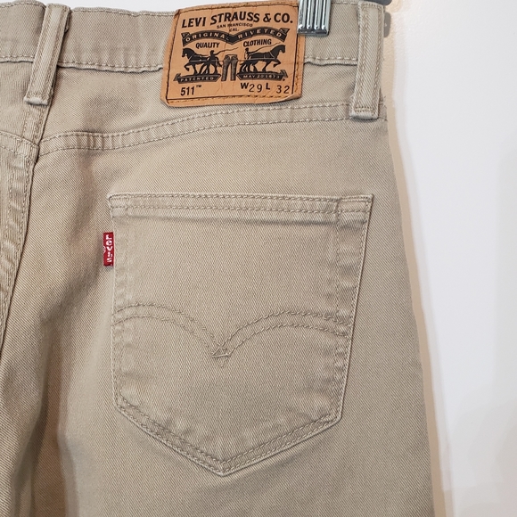 Levi's 511 Slim Fit Tan Mid Rise Jeans With Stretch 29 X 32 - Picture 12 of 16
